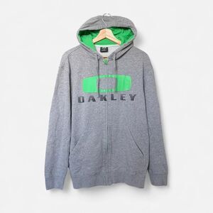 Y2K Oakley zip up sweater with accent green lining mens size large